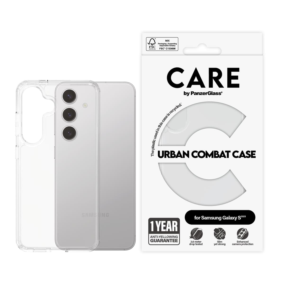 CARE by PanzerGlass - Flagship Case Transparent Urban Combat w. Clear Frame Samsung Galaxy S 2025 - afbeelding 1