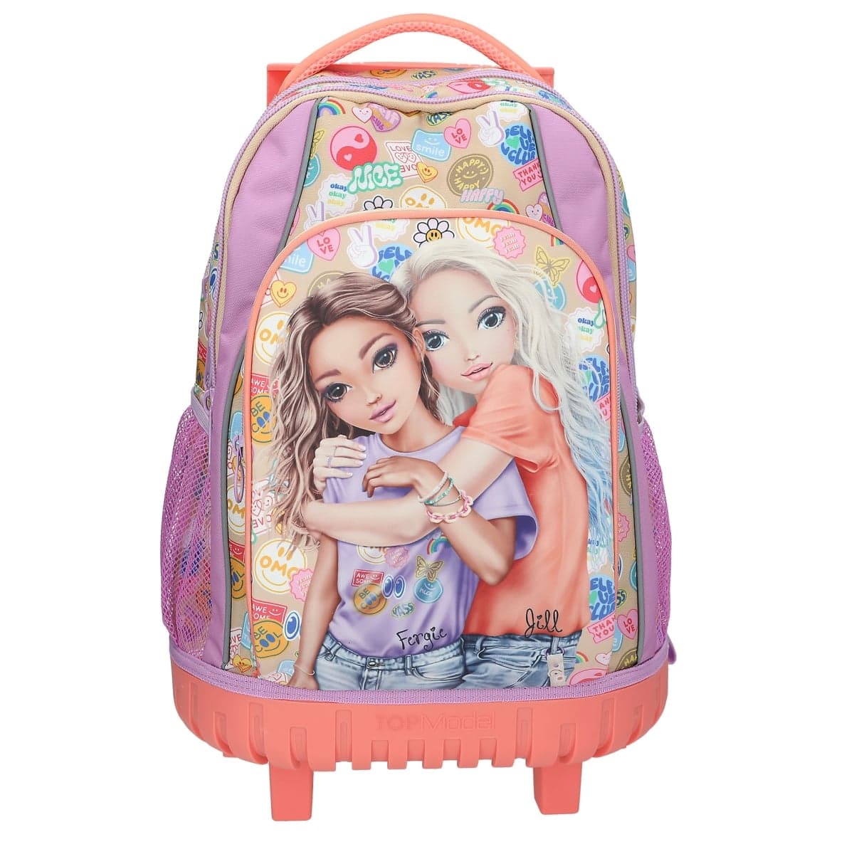 TOPModel - School Backpack Trolley GIRL POWER - Beige, Lilac, Coral - 34x24x50 cm (413286) - afbeelding 1