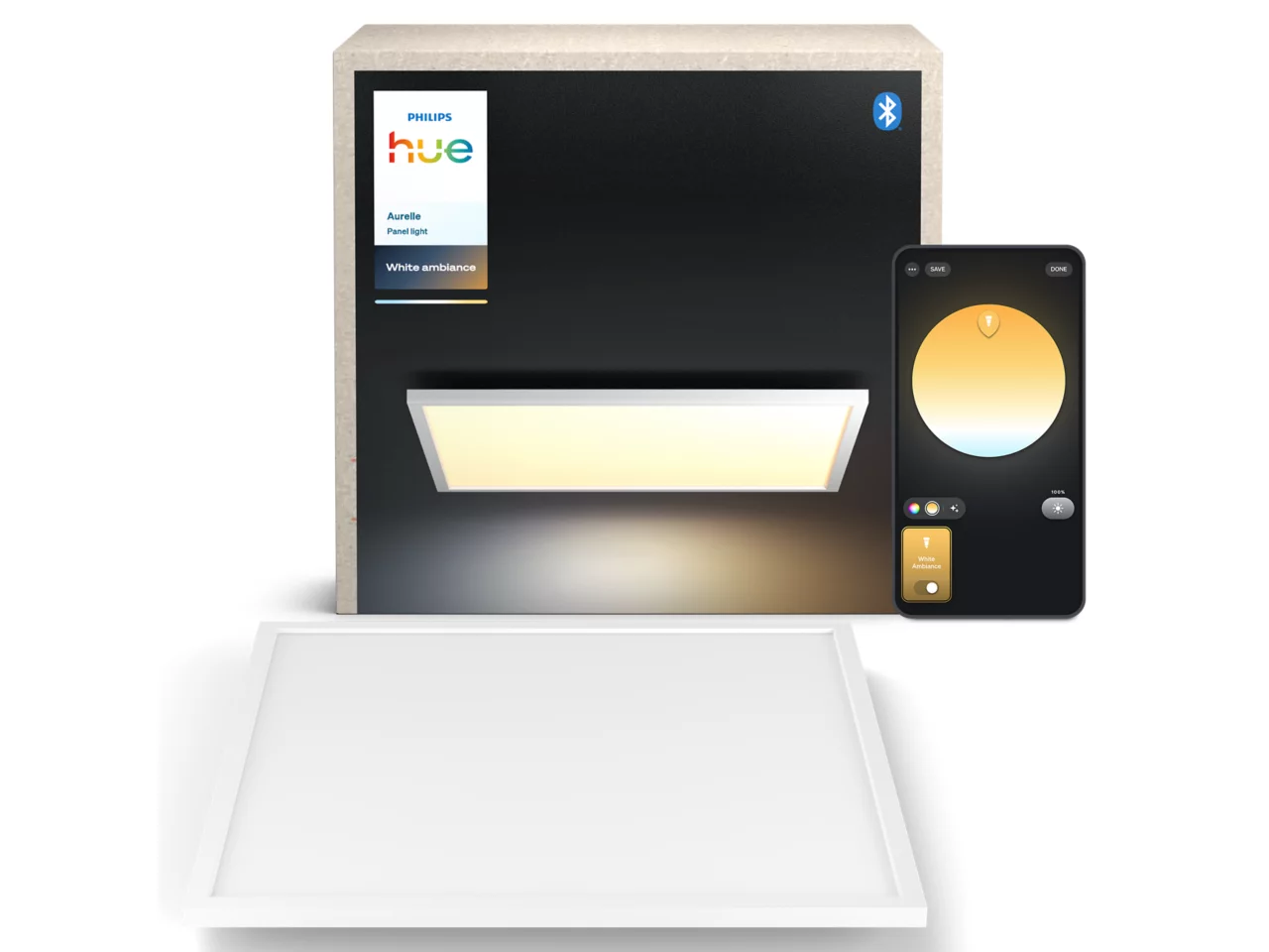 Philips - Hue Aurelle Smart Ceiling Panel SQ L– White Ambiance (Square, White, excl. Dimmer Switch) - afbeelding 1