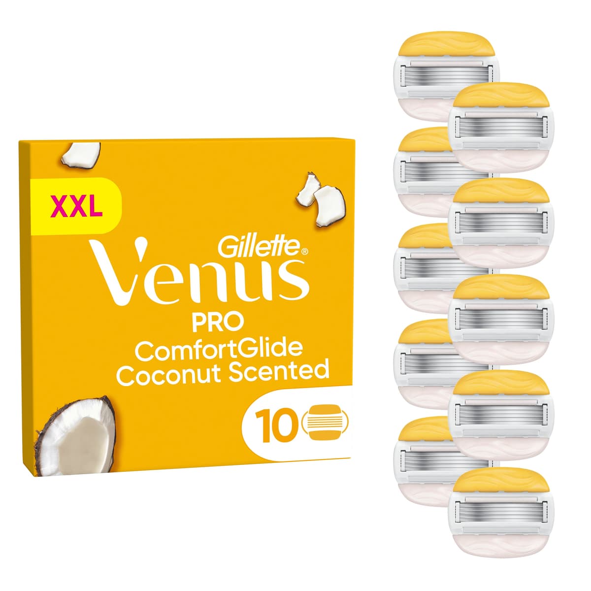Venus - Pro ComfortGlide Coconut&Olay scheermesjes - Geel/Wit - 10 stuks - afbeelding 1
