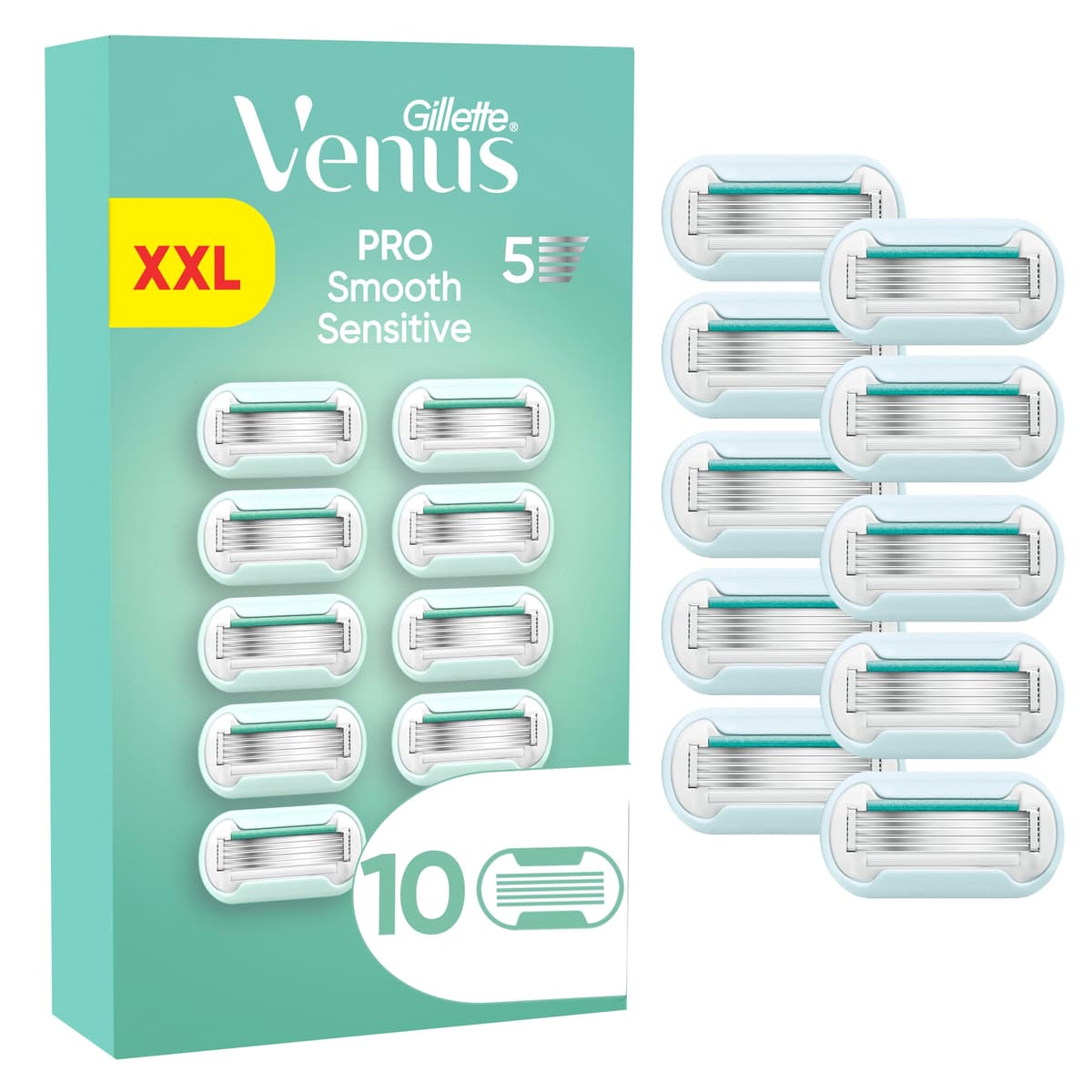Venus - Pro Smooth Sensitive scheermesjes - Voor de gevoelige huid - Groen/Wit - 10 stuks - afbeelding 1