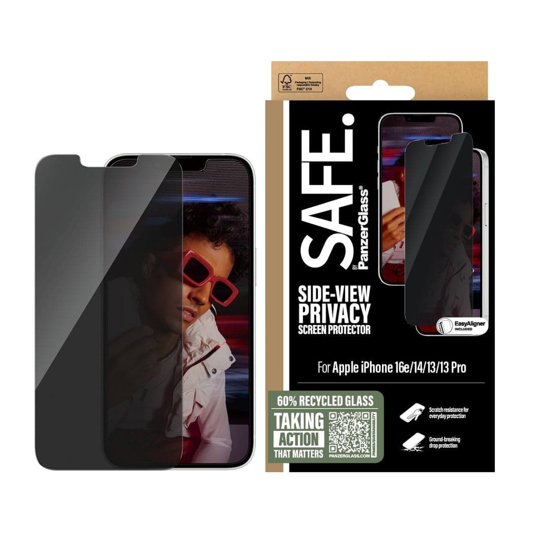 SAFE. by PanzerGlass - Privacy Screen Protection - iPhone 16e - 14 - 13 - 13 Pro - Ultra-Wide Fit - afbeelding 1