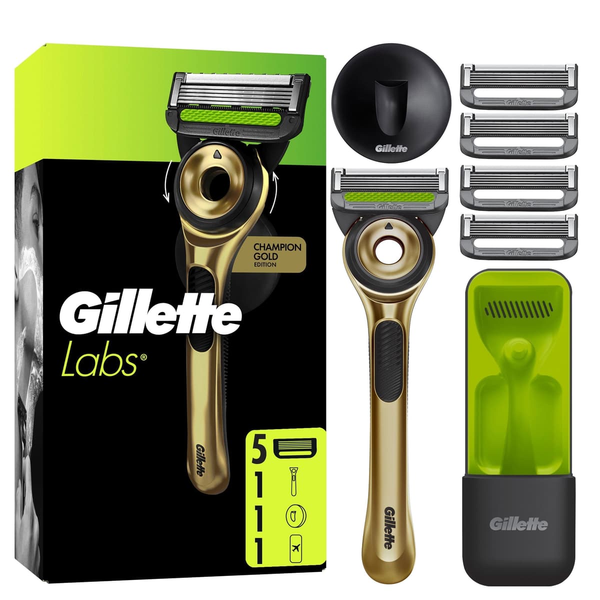 Gillette - Labs scheermes met exfoliërende strip Champion Gold Edition - Groen/Zwart - afbeelding 1