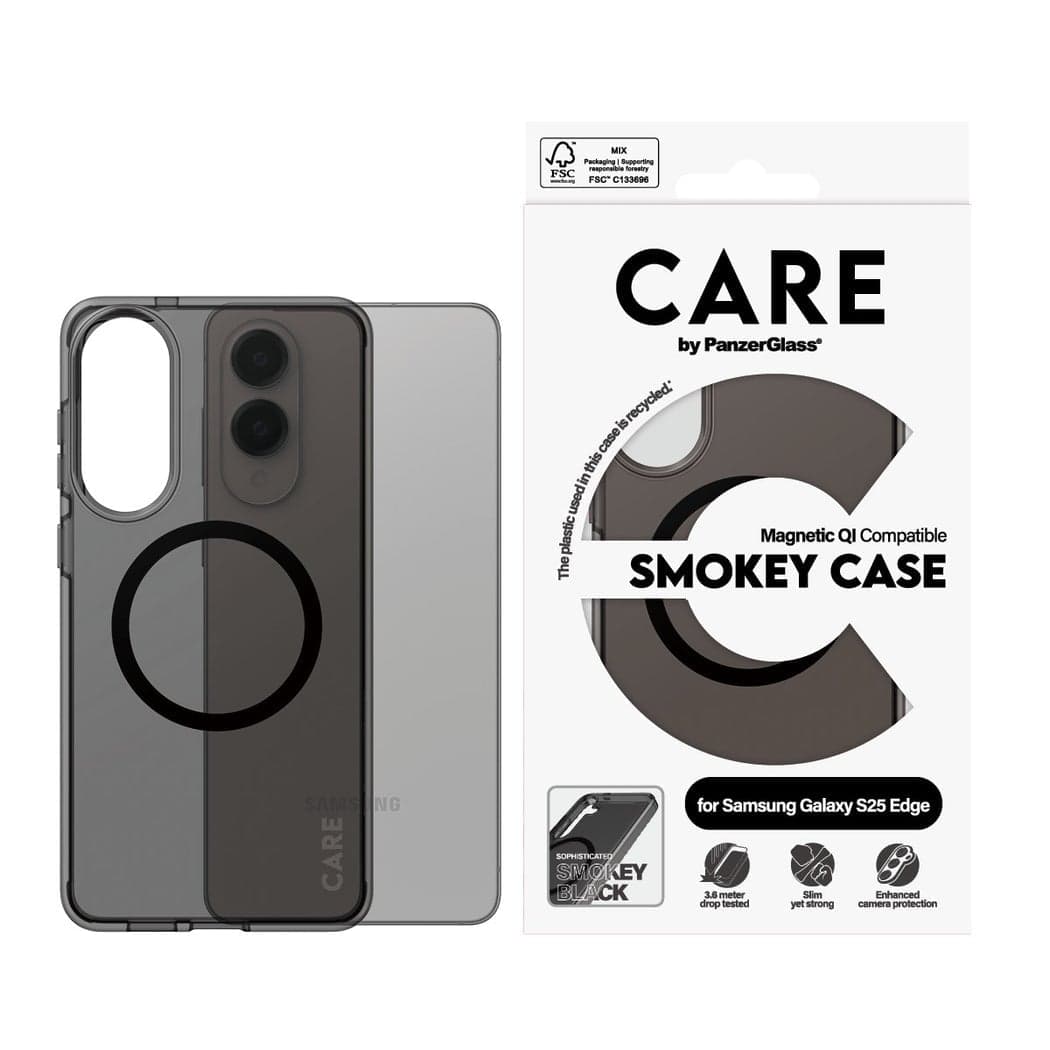 CARE by PanzerGlass - Flagship Case Urban Combat Smokey m. Sort Qi Compatible Samsung S25 Edge - afbeelding 1