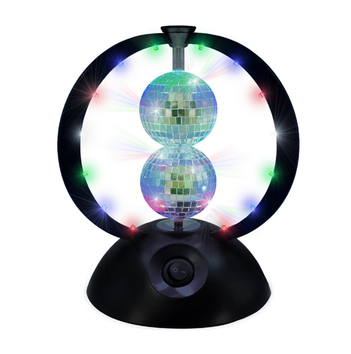 Music - Rotating Double Mirror Balls with Multi Colour LEDs - Multi-color - 240 mm height, 8 cm diameter balls - afbeelding 1