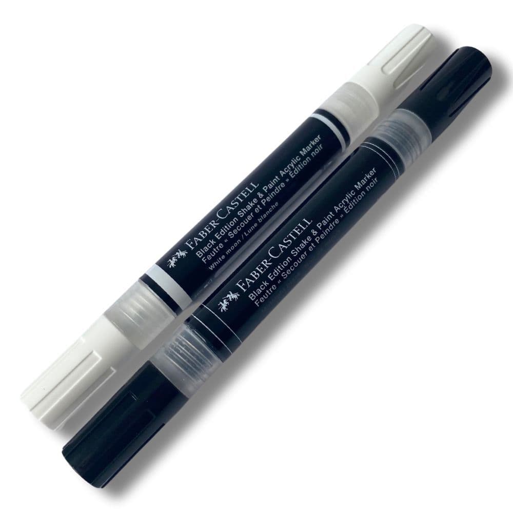 Faber-Castell - Black Edition Shake&Paint Acrylic Markers Set of 2 (Black and White) (285503) - afbeelding 1