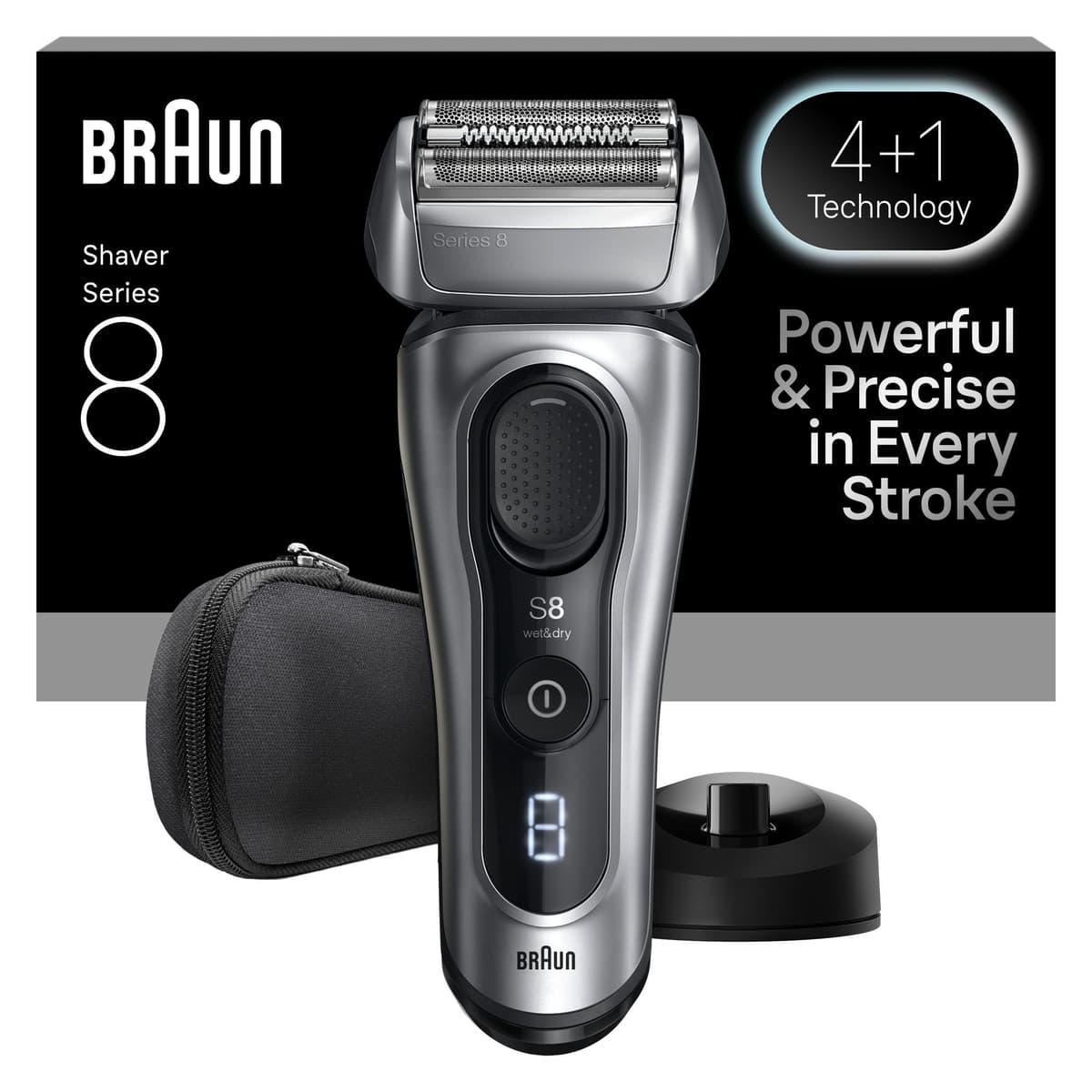 Braun - Series 8 Electric Shaver - SensoAdapt, Charging Stand, 8617S - Silver - afbeelding 1