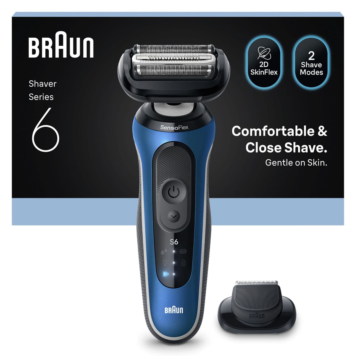 Braun - Series 6 Electric Shaver +1 Attachment - Blue
