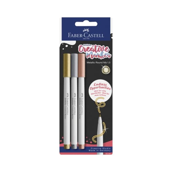 Faber-Castell - Creative Marker Gofa 1.5 - Gold, Silver, Copper - 3 pcs (161108) - afbeelding 1
