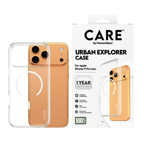 PanzerGlass - CARE Flagship Case Transparent Urban Explorer w. White MagSafe - iPhone 17 Pro Max - afbeelding 1
