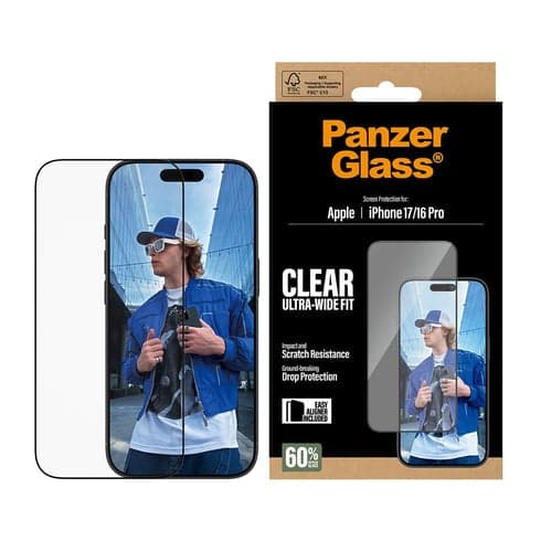 PanzerGlass - Screenprotector - iPhone 17/iPhone 16 Pro - Ultra-Wide Fit met EasyAligner - afbeelding 1
