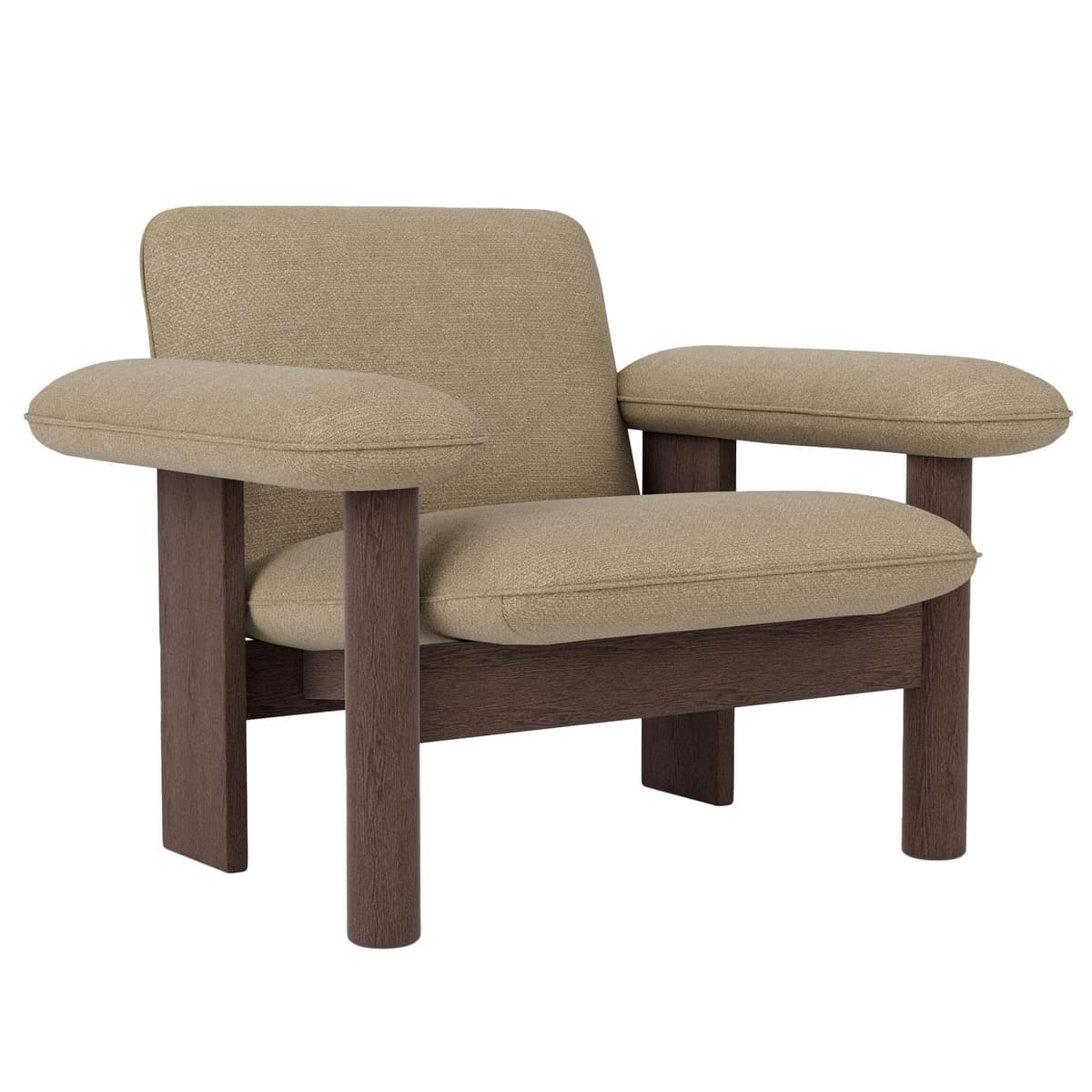 Audo Copenhagen Brasilia Low Back Fauteuil Donker Eiken Bouclé 02 Beige - afbeelding 1