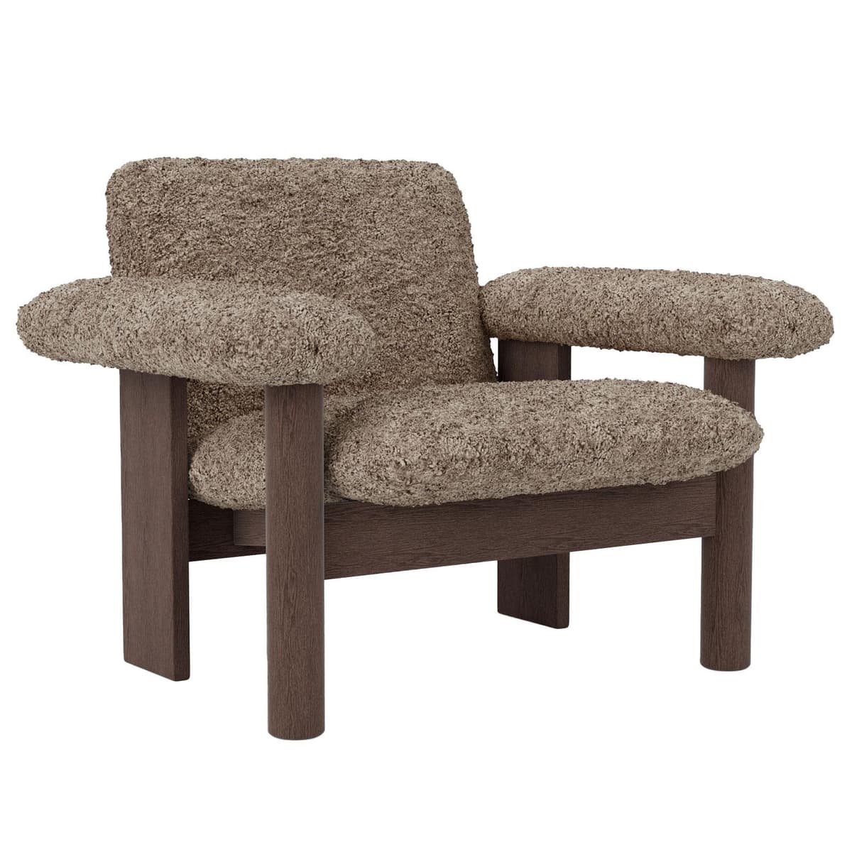 Audo Copenhagen Brasilia Low Back Fauteuil Donker Eiken Sheepskin Sahara - afbeelding 1