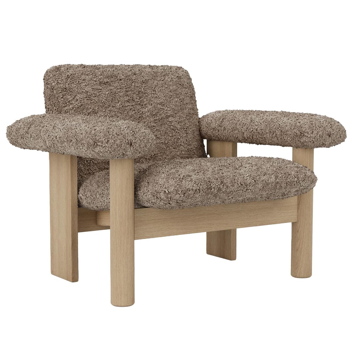 Audo Copenhagen Brasilia Low Back Fauteuil Naturel Eiken Sheepskin Sahara - afbeelding 1