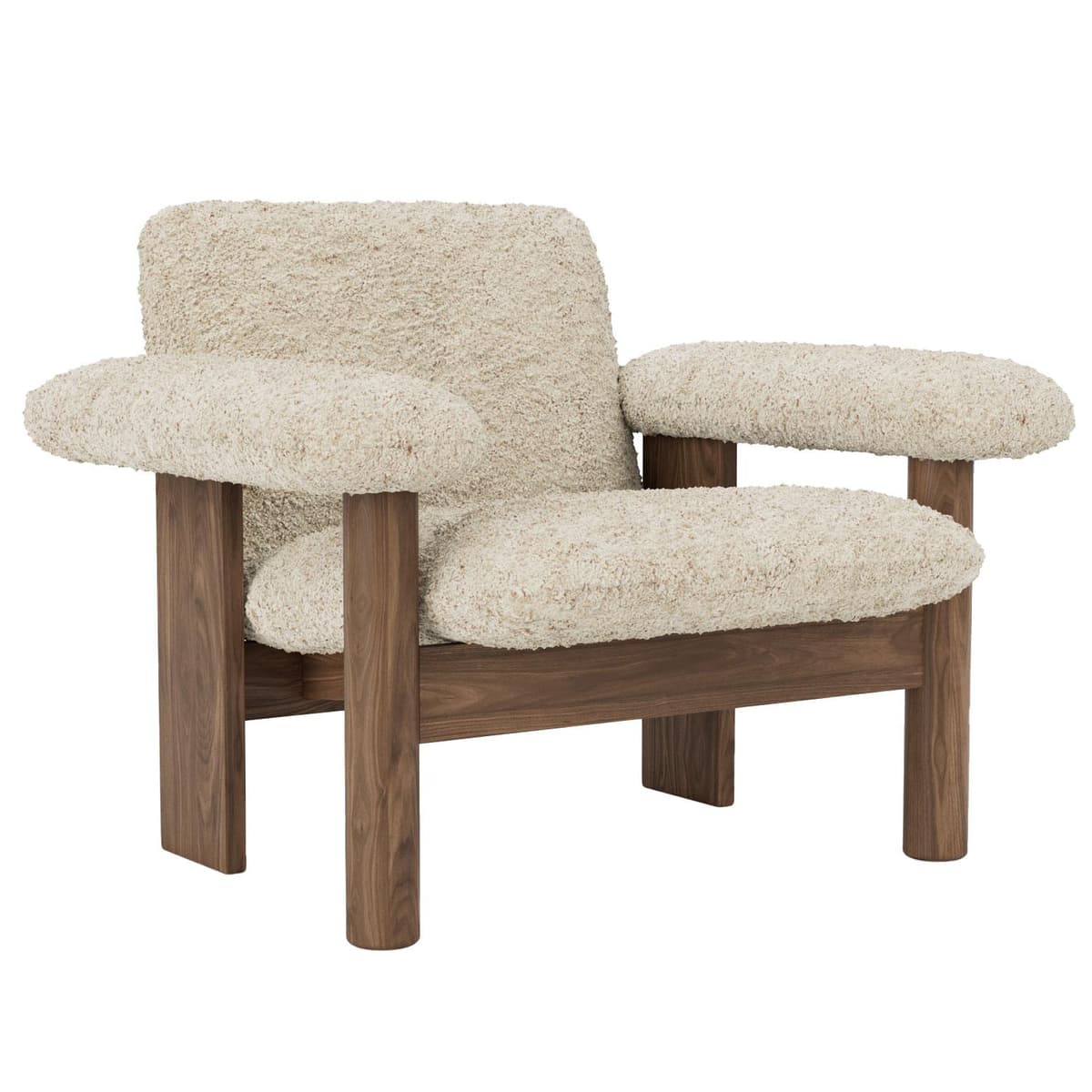 Audo Copenhagen Brasilia Low Back Fauteuil Walnoot Sheepskin Nature - afbeelding 1
