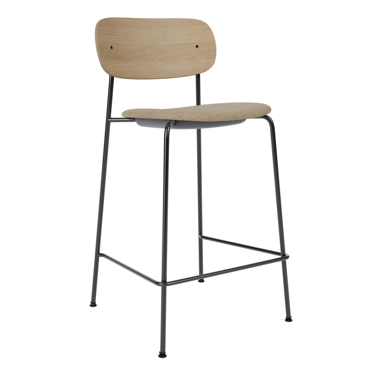 Audo Copenhagen Co Counter Barkruk H97 Zitting Bouclé 02 Naturel Eiken - afbeelding 1