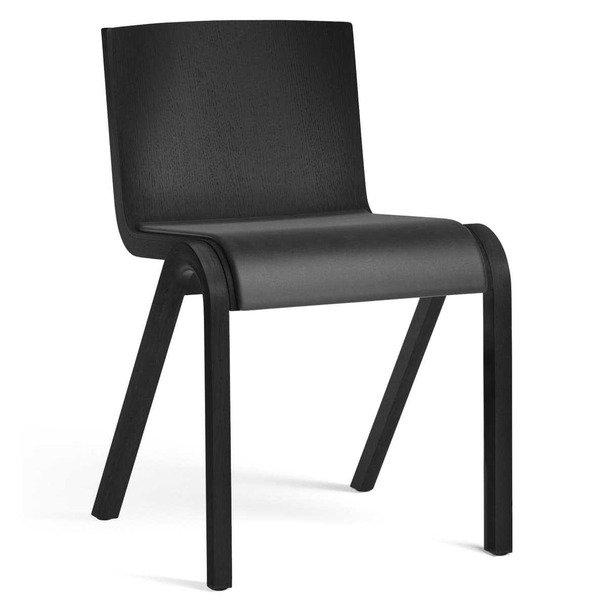 Audo Copenhagen Ready Eetkamerstoel Zwart Eiken Zitting Leder Dakar 0842