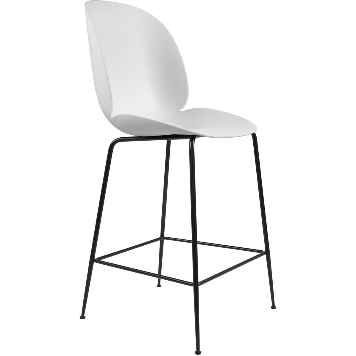 Gubi Beetle Chair Barkruk 65cm Met Zwart Onderstel Wit