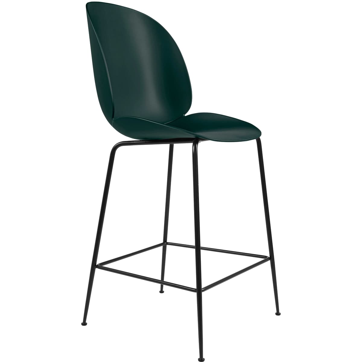 Gubi Beetle Chair Barkruk 65cm Met Zwart Onderstel Groen