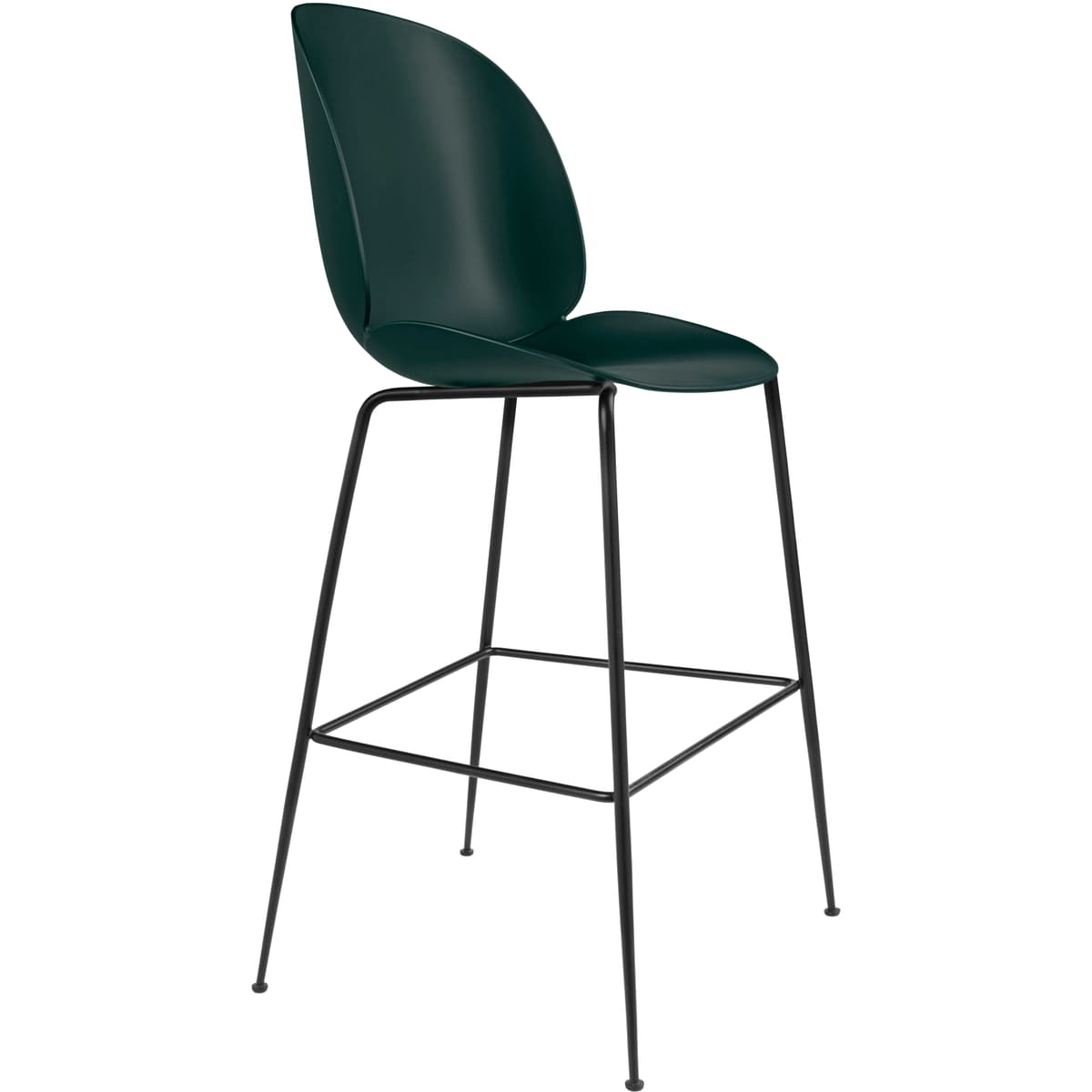 Gubi Beetle Chair Barkruk 75cm Met Zwart Onderstel Groen