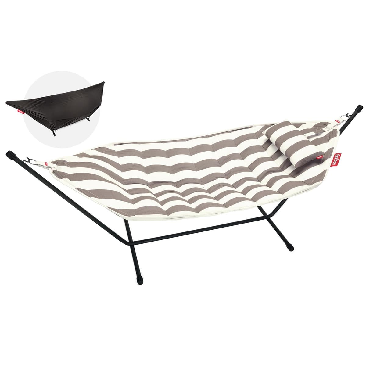 Fatboy Headdemock Superb Deluxe Hangmat Stripe Cacao Rack Black