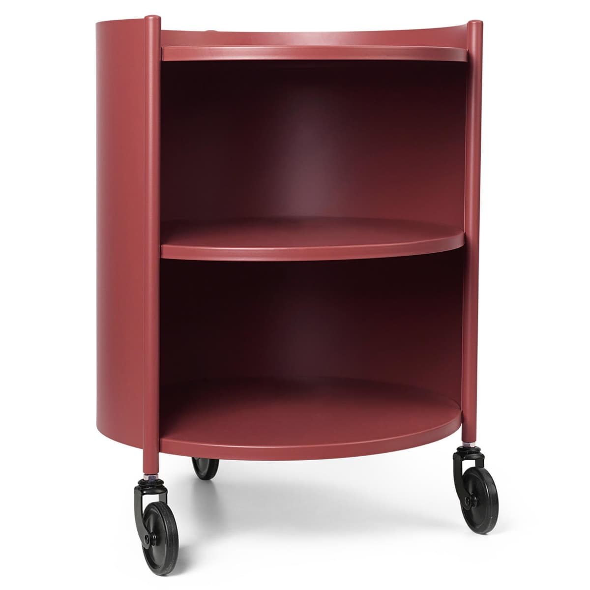 Ferm Living Eve Bijzettafel Nachtkast Op Wielen Mahogany Red