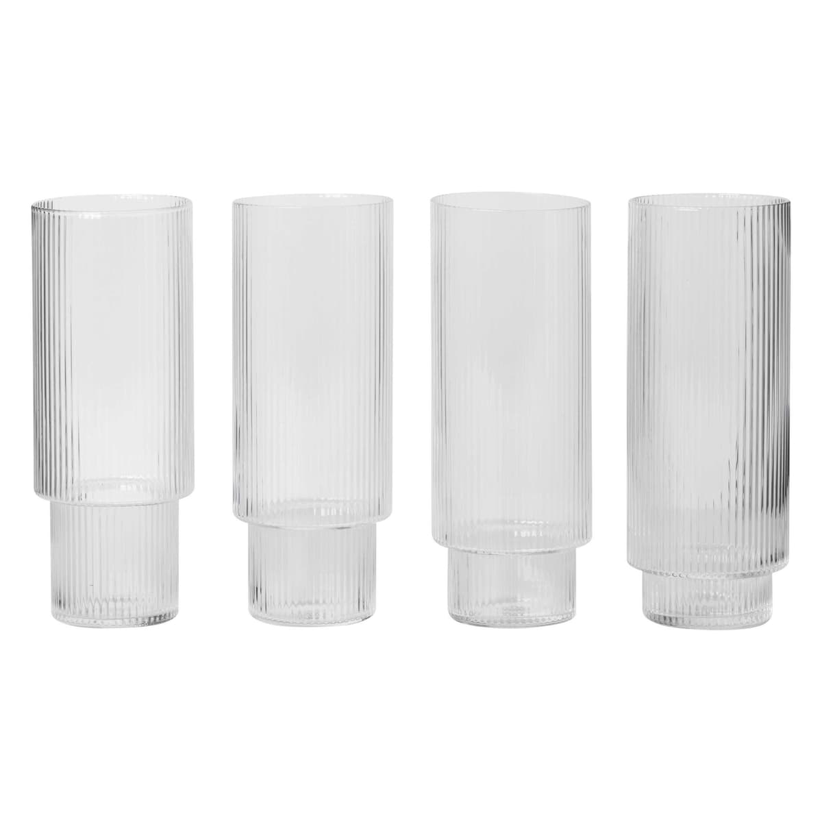 Ferm Living Ripple Long Drink Glazen Set Van 4 Clear - afbeelding 1