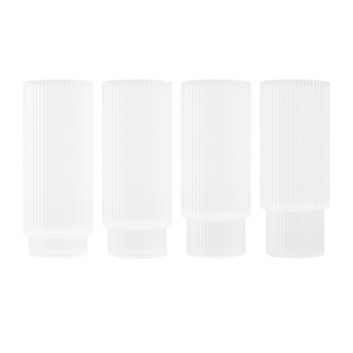 Ferm Living Ripple Long Drink Glazen Set Van 4 Frosted
