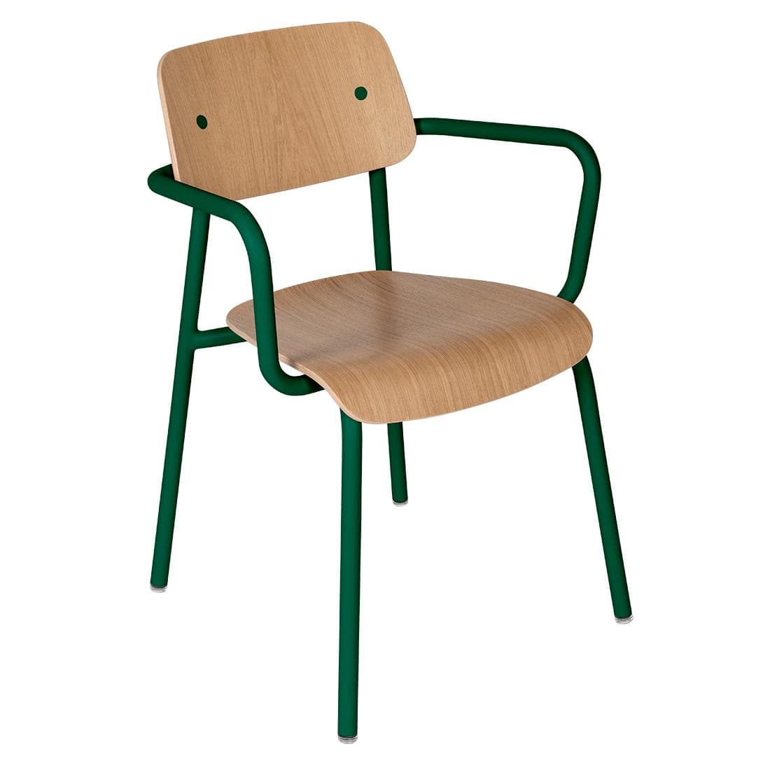 Fermob Studie Eetkamerstoel Met Arm Eiken Indoor Cedar Green - afbeelding 1