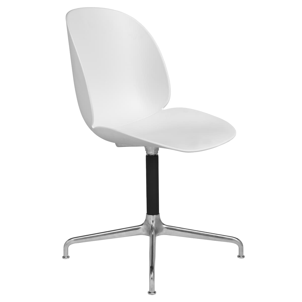 Gubi Beetle Stoel Met Zwart/gepolijst Aluminium Swivel Onderstel White - afbeelding 1