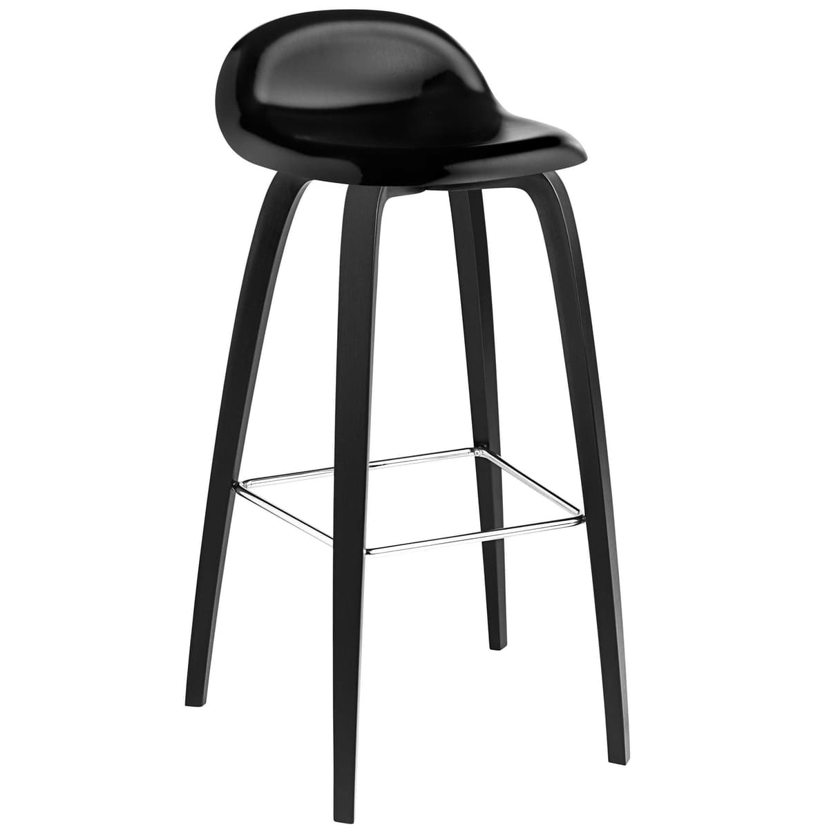 Gubi Gubi 3D Wood Barkruk Met Houten Onderstel 65cm Zwart Beuken - afbeelding 1