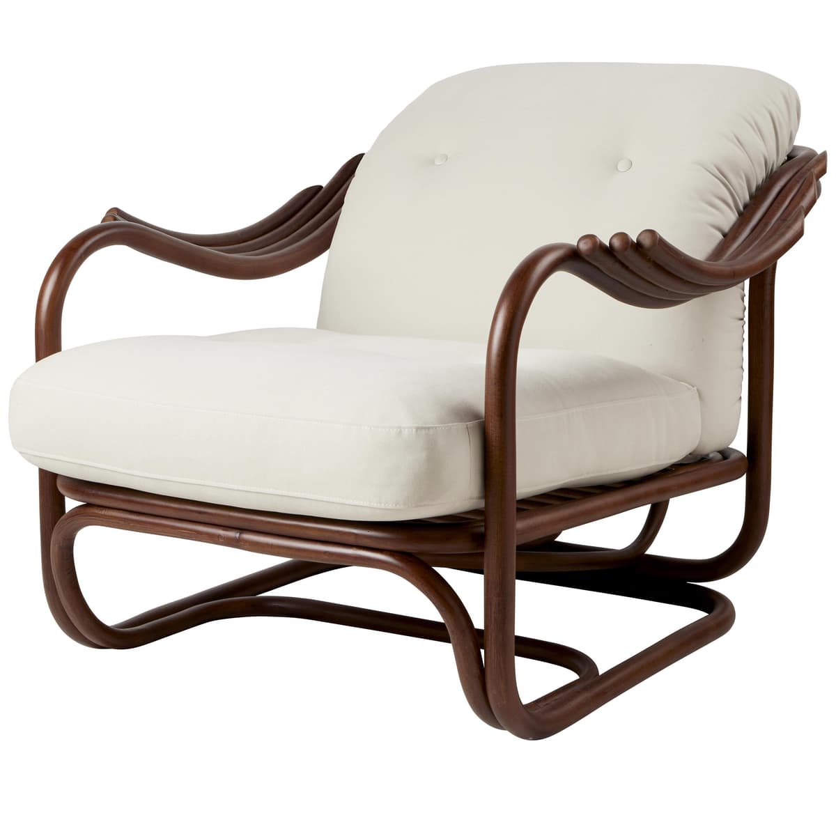 Gubi Poltrona Tria Lounge Fauteuil Dark Rattan/Bouclé 001 - afbeelding 1