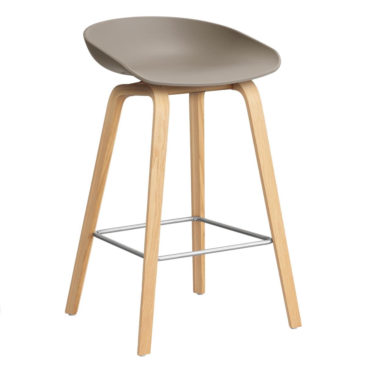 Hay AAS32 Barkruk 65cm Gelakt Eiken Onderstel Khaki