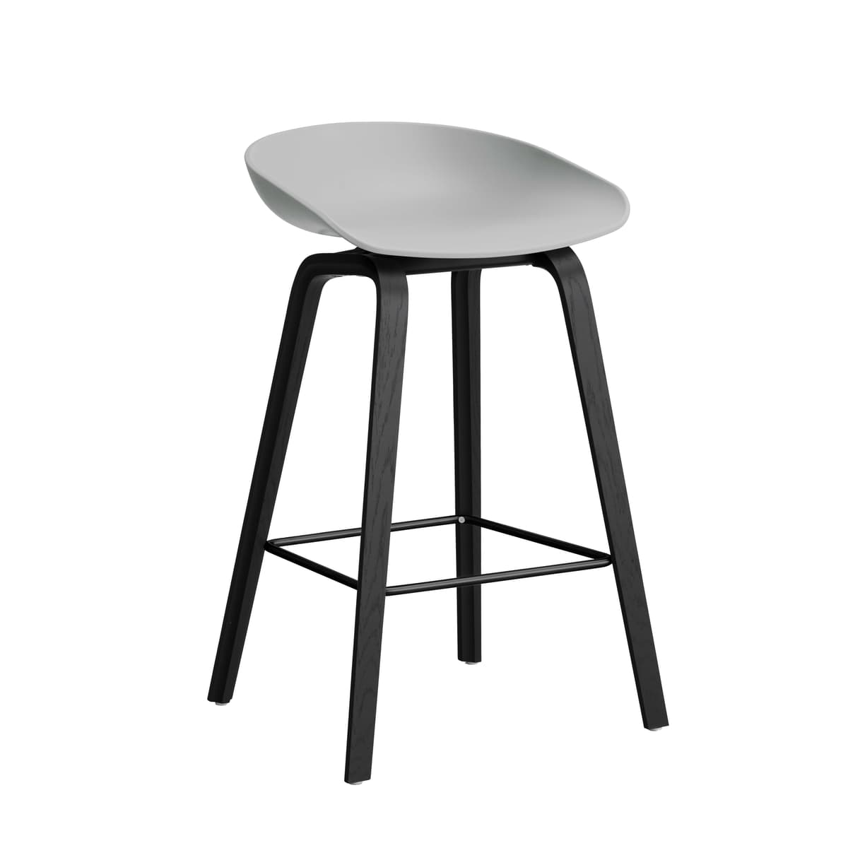 Hay AAS32 Barkruk 65cm Zwart Gelakt Eiken Onderstel Concrete Grey