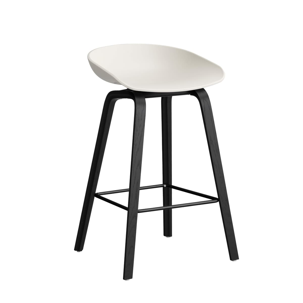 Hay AAS32 Barkruk 65cm Zwart Gelakt Eiken Onderstel Melange Cream