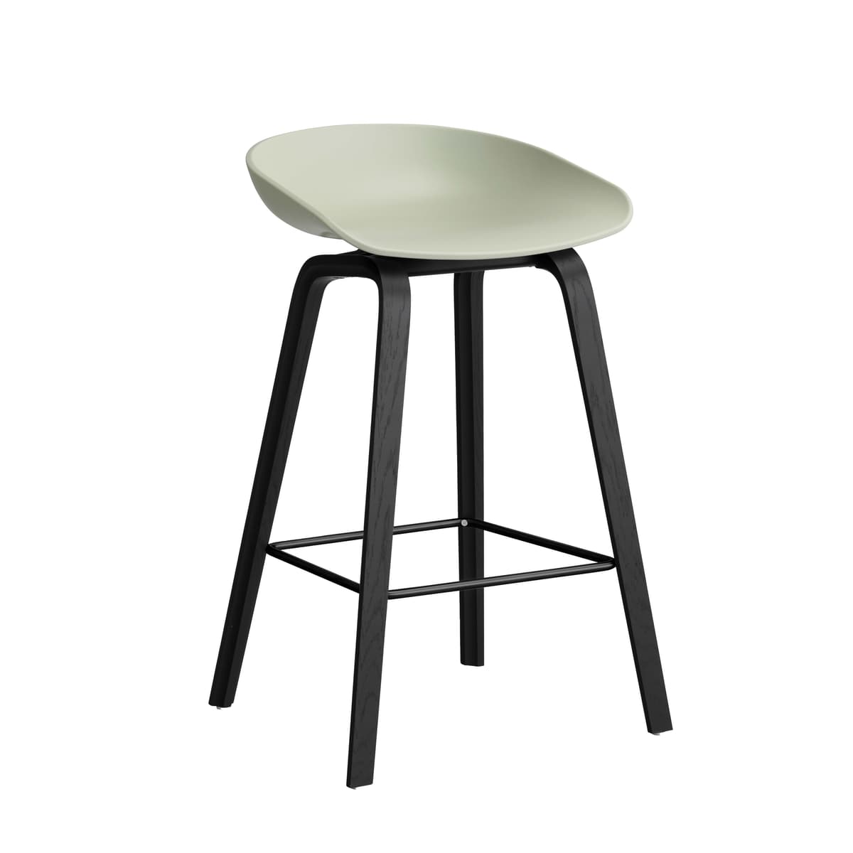 Hay AAS32 Barkruk 65cm Zwart Gelakt Eiken Onderstel Pastel Green - afbeelding 1