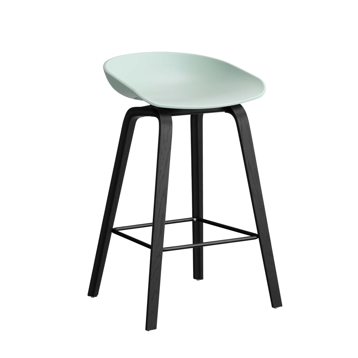 Hay AAS32 Barkruk 65cm Zwart Gelakt Eiken Onderstel Dusty Mint - afbeelding 1