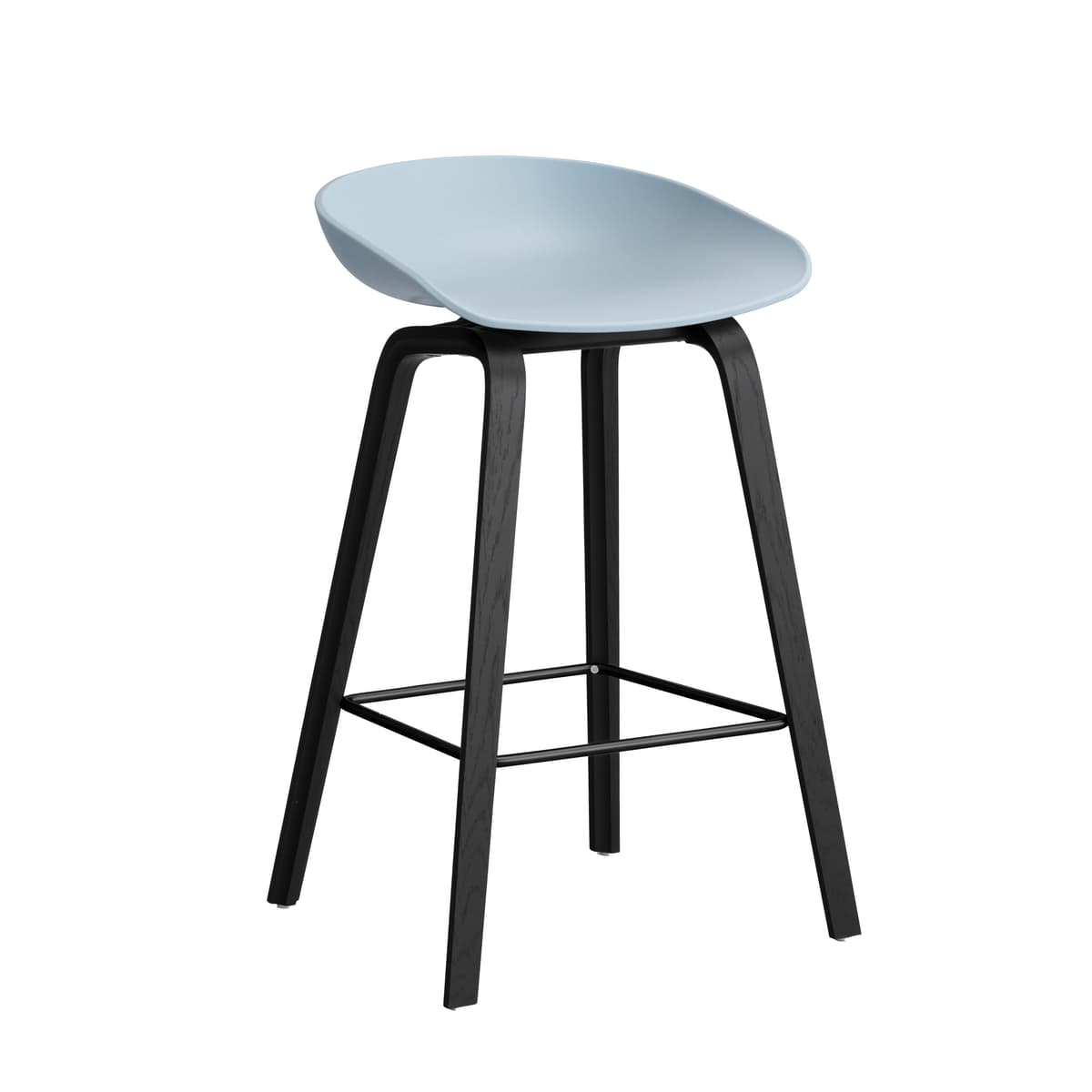 Hay AAS32 Barkruk 65cm Zwart Gelakt Eiken Onderstel Slate Blue - afbeelding 1