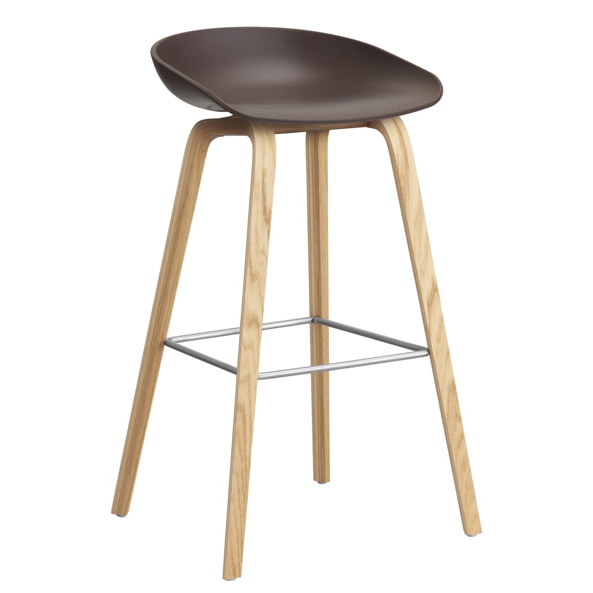 Hay AAS32 Barkruk 75cm Gelakt Eiken Onderstel Raisin