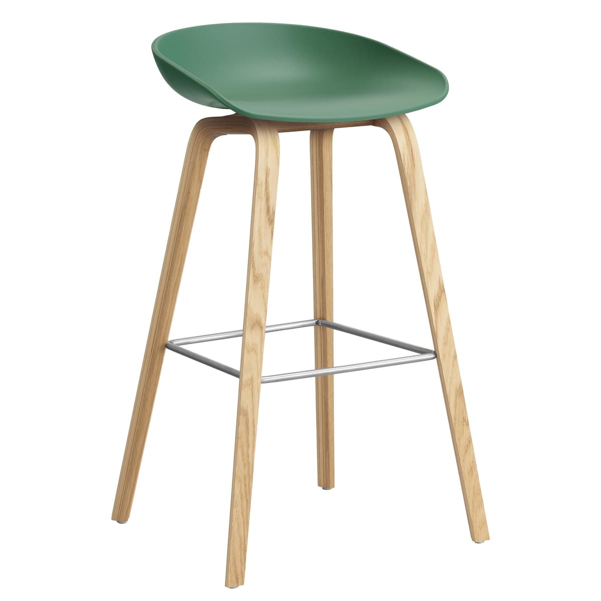 Hay AAS32 Barkruk 75cm Gelakt Eiken Onderstel Teal Green