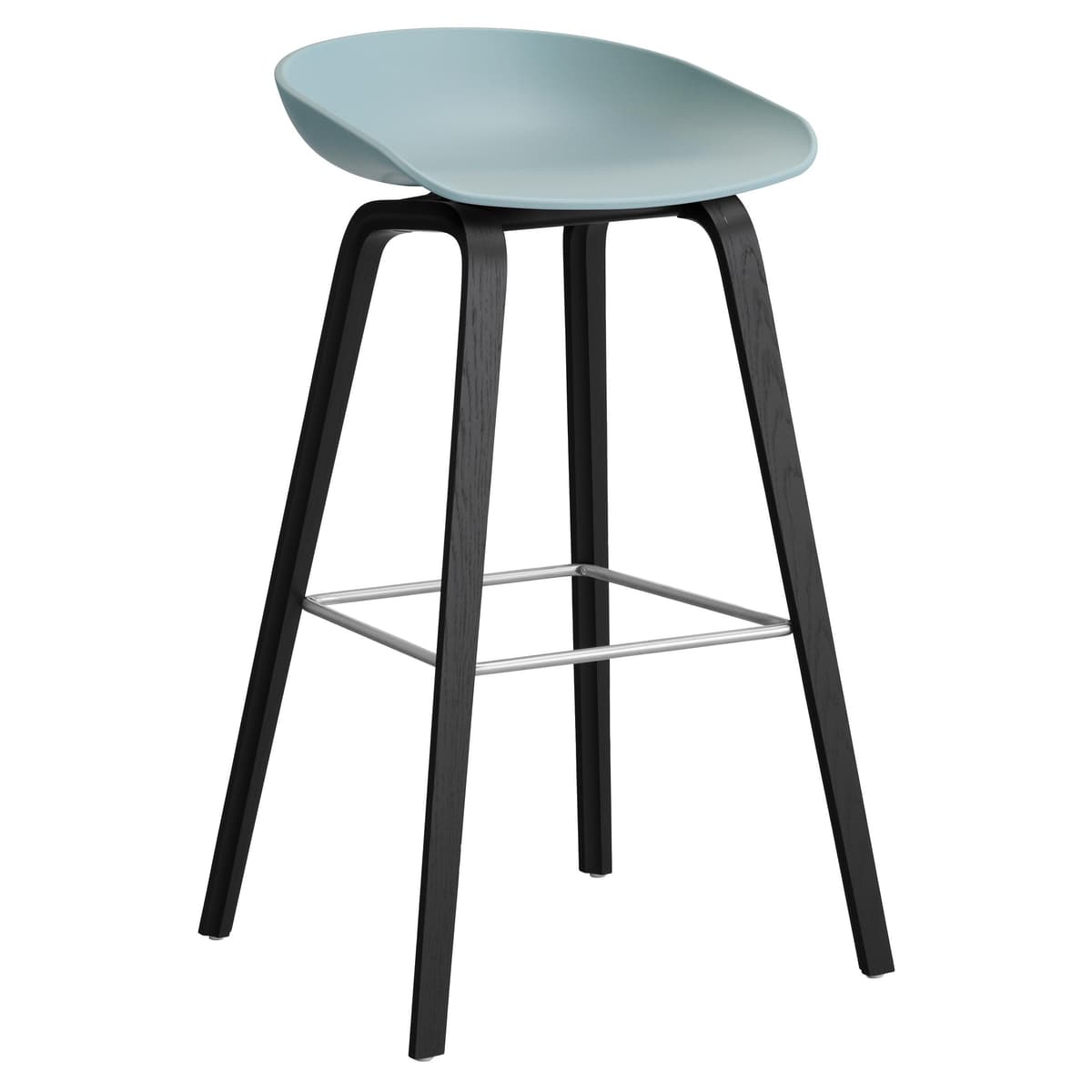 Hay AAS32 Barkruk 75cm Zwart Gelakt Eiken Onderstel Dusty Mint