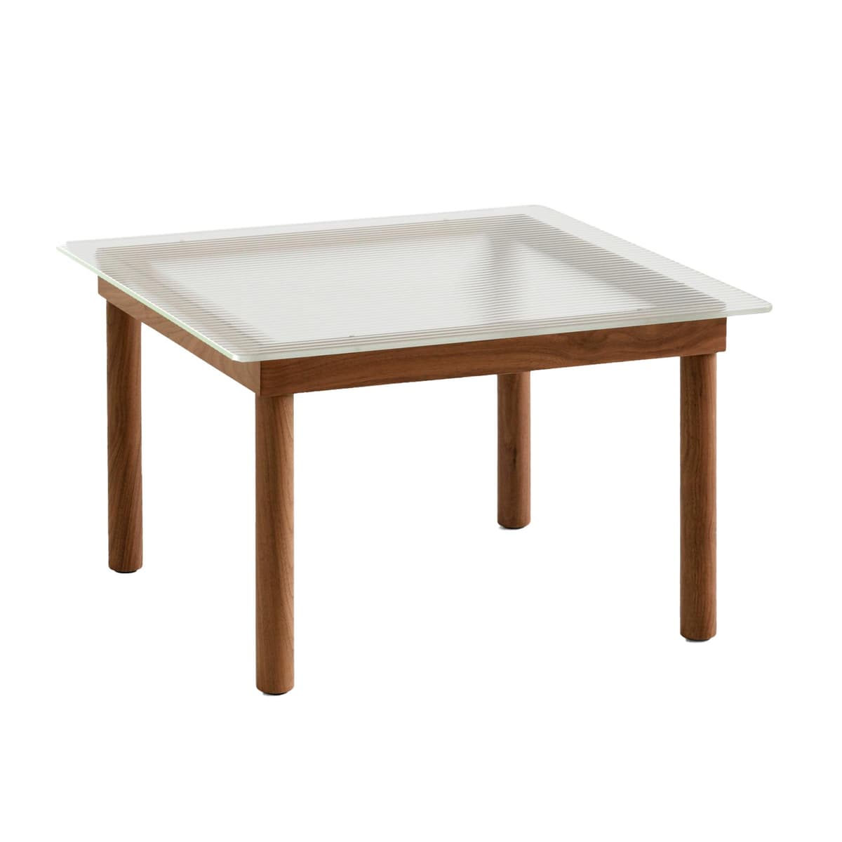 Hay Kofi Salontafel Walnoot 60x60 Helder Geribbeld Glas