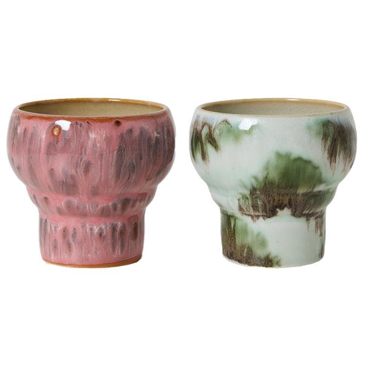 HKliving 70's Ceramic Lungo Koffie Mok Set Van 2 Expression - afbeelding 1