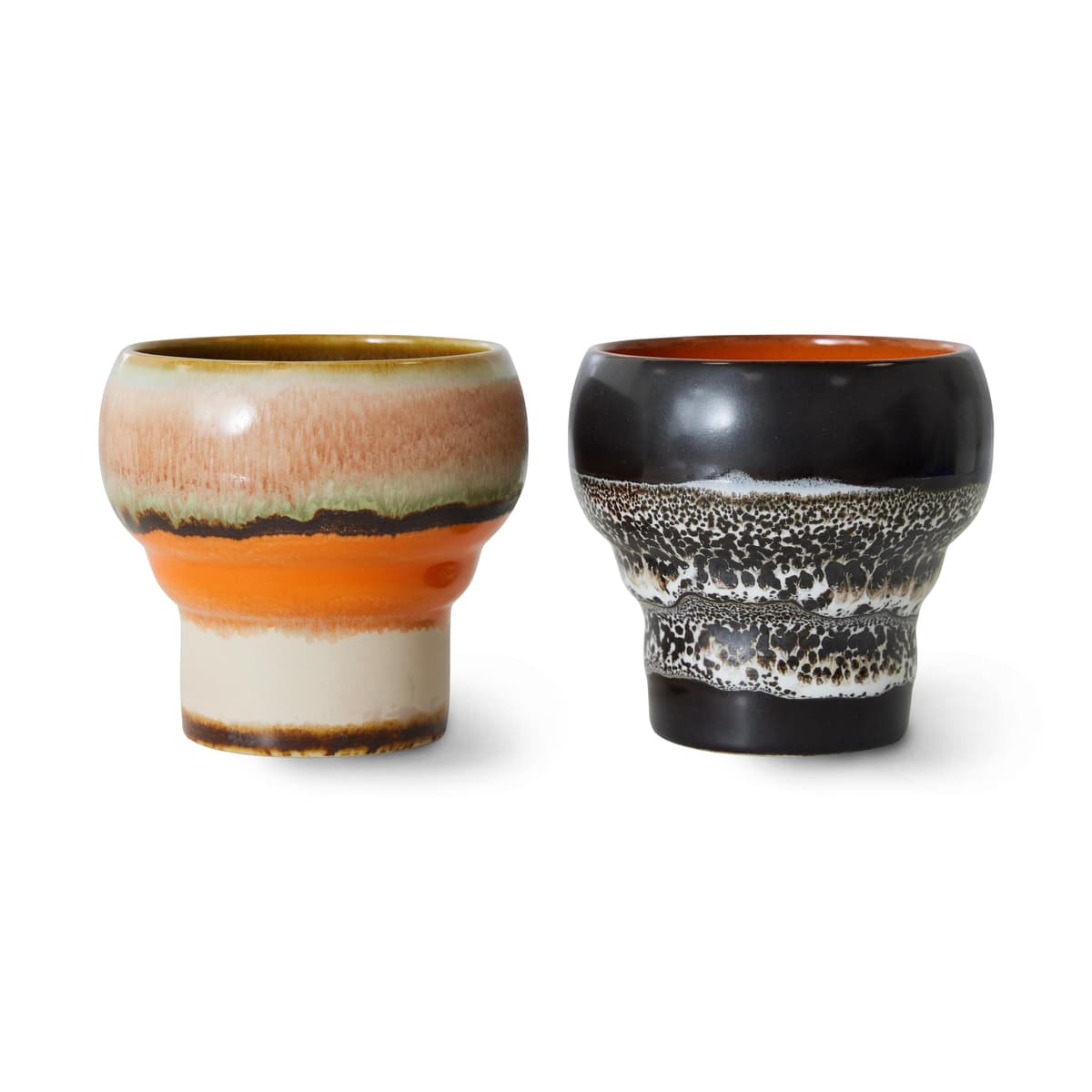 HKliving 70's Ceramic Lungo Koffie Mok Set Van 2 Basalt