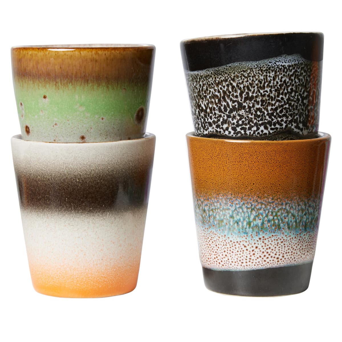 HKliving 70's Ceramic Ristretto Mok Set Van 4 Good Vibes