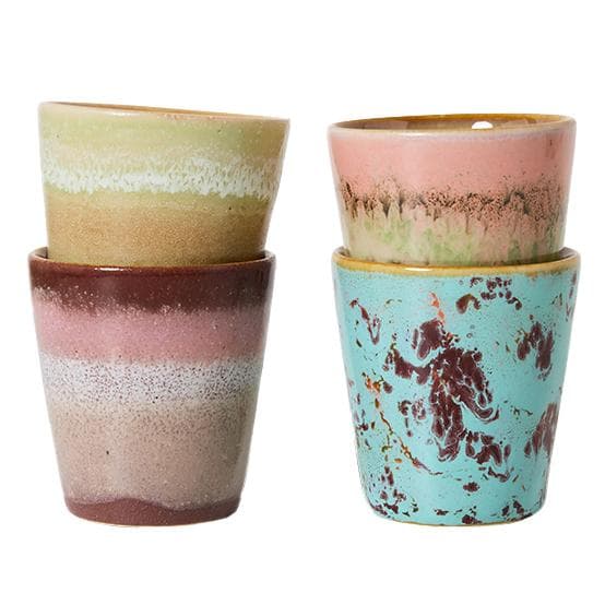 HKliving 70's Ceramic Ristretto Mok Set Van 4 Futurism