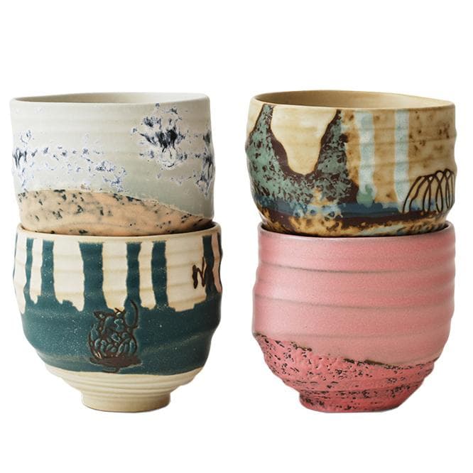 HKliving Artist Ceramics Koffie Kop Set Van 4