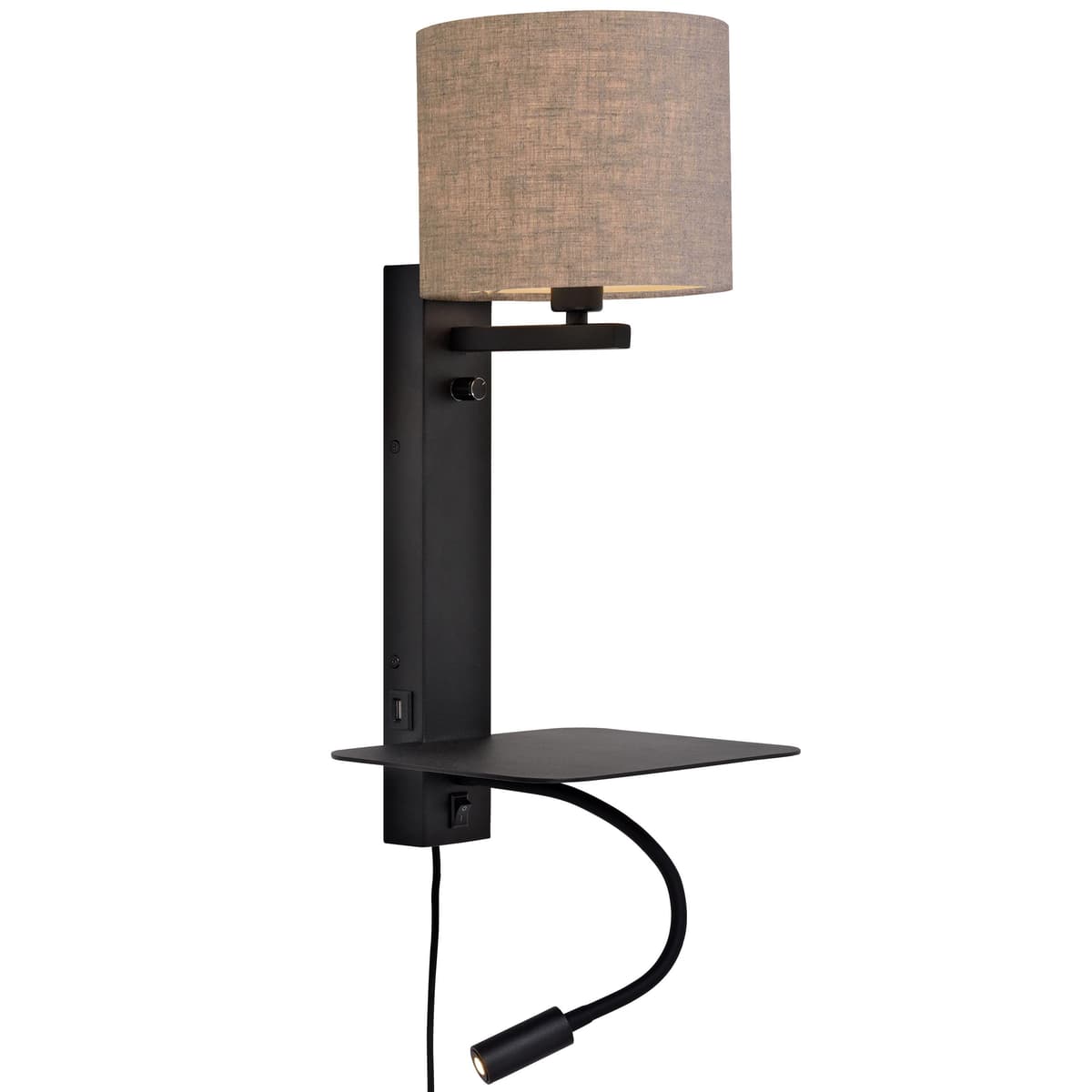 It's About Romi Florence Wandlamp H52 Met Leeslamp Donker Linnen - afbeelding 1