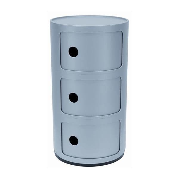 Kartell Componibili Kast Nachtkastje Large (3 Comp.)Ø32 Zilver