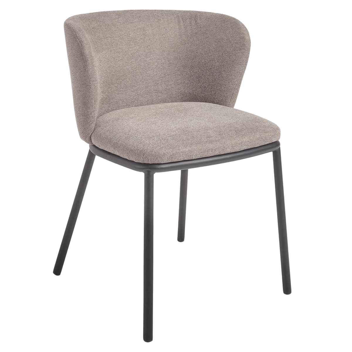 Kave Home Ciselia Eetkamerstoel Met Stalen Onderstel Brown Chenille - afbeelding 1